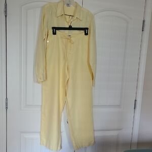 Realcomfort by Chadwick's,size 8 Yellow Linen Pants & To 100% Linen